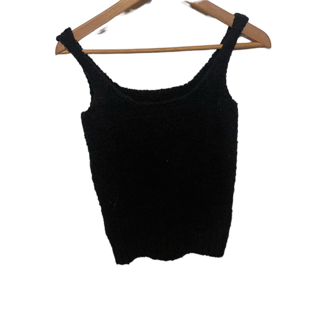 SKIMS Black Fuzzy Tank Top